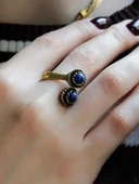 Doğal Taş İkili Lapis Doğal Taşlı Ayarlanabilir Yüzük euy25l thumbnail 3