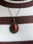 Doğal Taş Akik Doğal Taşlı Desenli Otantik Kadın Kolye 45 Cm Zincirli euk15a thumbnail 2