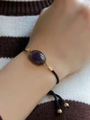 Doğal Taş Ametist Doğal Taşlı Asansörlü Ayarlanabilir Bileklik eub7amt thumbnail 2