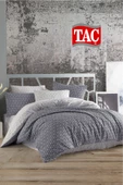 Taç Kristal Çift Kişilik Terry Cotton Puzzle Gri Nevresim Takımı - 1