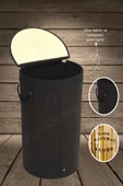 Palashome Yuvarlak Siyah Naturel Bambu Çamaşır Sepeti - Çamaşır Kirli Sepeti - 1