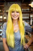 Parti / Animasyon / Tiyatro Uzun Kahküllü Fiber Sentetik Peruk - Sarı thumbnail 3