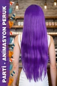 Parti / Animasyon / Tiyatro Uzun Kahküllü Fiber Sentetik Peruk - Mor thumbnail 1