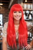 Parti / Animasyon / Tiyatro Uzun Kahküllü Fiber Sentetik Peruk - Kırmızı thumbnail 3