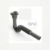 Koruklu Lavabo Mutfak ve Banyo Sifonu Lavabo Gider Borusu Sağlam ve A++ Kaliteli (S Aparatı) thumbnail 1