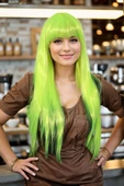 Parti / Animasyon / Tiyatro - Uzun Kahküllü Fiber Sentetik Peruk - Neon Sarı thumbnail 1