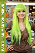 Parti / Animasyon / Tiyatro - Uzun Kahküllü Fiber Sentetik Peruk - Neon Sarı thumbnail 2