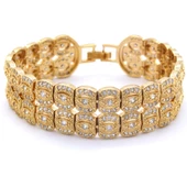 BZ Altın Kaplama Çift Sıralı Baget Kadın Bileklik BLK-798 - 1