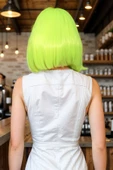 Parti / Animasyon / Tiyatro Küt Kahküllü Fiber Sentetik Peruk - Neon Sarı thumbnail 4
