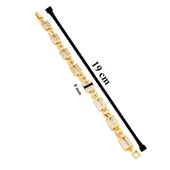 BZ Altın Kaplama Kare Zirkon Taşlı Kadın Zincir Bileklik BLK-823 - 5