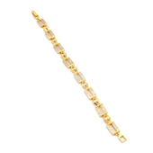 BZ Altın Kaplama Kare Zirkon Taşlı Kadın Zincir Bileklik BLK-823 - 4