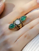 Doğal Taş Aytaşı Yeşil Akik Damla Doğal Taşlı Kadın Ayarlanabilir Yüzük euy50aya thumbnail 1