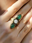 Doğal Taş Aytaşı Yeşil Akik Damla Doğal Taşlı Kadın Ayarlanabilir Yüzük euy50aya thumbnail 2