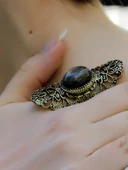 Doğal Taş Labradorit Doğal Taşlı Antik Ayarlanabilir Kadın Yüzük euy45lbt thumbnail 2