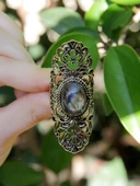 Doğal Taş Labradorit Doğal Taşlı Antik Ayarlanabilir Kadın Yüzük euy45lbt thumbnail 3