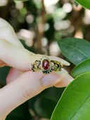 Doğal Taş Garnet (Lal) Doğal Taşlı Antik İşlemeli Ayarlanabilir Kadın Yüzük euy36g thumbnail 3