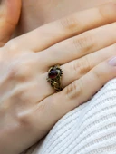 Doğal Taş Garnet (Lal) Doğal Taşlı Antik İşlemeli Ayarlanabilir Kadın Yüzük euy36g thumbnail 1