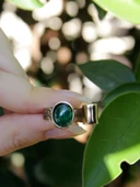 Doğal Taş Yeşil Akik Doğal Taşlı Antik Ayarlanabilir Kadın Yüzük euy39ya thumbnail 3