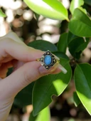 Doğal Taş Apatit Doğal Taşlı Antik Ayarlanabilir Kadın Yüzük euy20ap thumbnail 3