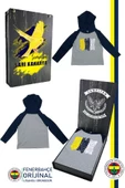 Fenerbahçe Orijinal Lisanslı Kapüşonlu Lacivert Gri Çocuk Sweat Hediyelik Ahşap Kutulu - 1