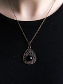 Doğal Taş Oniks Doğal Taşlı Kadın Antik Modelli Kolye 40+5 cm Zincirli euk24o thumbnail 2