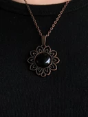 Doğal Taş Oniks Doğal Taşlı Otantik Kadın Kolye 45 Cm Zincirli euk19o thumbnail 2