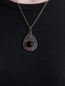 Doğal Taş Oniks Doğal Taşlı Kadın Antik Modelli Kolye 40+5 cm Zincirli euk24o thumbnail 3