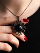 Doğal Taş Oniks Doğal Taşlı Otantik Kadın Kolye 45 Cm Zincirli euk19o thumbnail 1