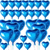 Metalize Parlak Mavi Kalp Şekilli Uçan Balon Folyo 18 inç 45 cm 25 Adet - 1