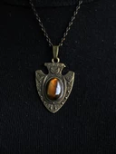 Doğal Taş Kaplangözü Doğal Taşlı Otantik Kadın Kolye 45 Cm Zincirli euk12kg thumbnail 3