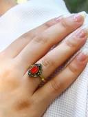 Doğal Taş Akik Doğal Taşlı Antik Ayarlanabilir Kadın Yüzük euy20aa thumbnail 2