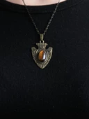 Doğal Taş Kaplangözü Doğal Taşlı Otantik Kadın Kolye 45 Cm Zincirli euk12kg thumbnail 2