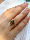 Doğal Taş Kaplangözü Doğal Taşlı Antik Ayarlanabilir Kadın Yüzük euy20kg thumbnail 2