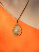 Doğal Taş Prehnit Doğal Taşlı Kadın Altın Kaplama Kolye 40cm Zincirli euk20p thumbnail 1