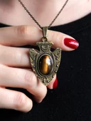 Doğal Taş Kaplangözü Doğal Taşlı Otantik Kadın Kolye 45 Cm Zincirli euk12kg thumbnail 1