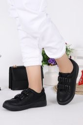 Woggo Pnt 373057 Cilt Günlük Taşlı Simli Kadın Ayakkabı Siyah - 2