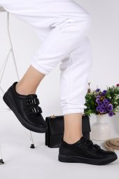 Woggo Pnt 373057 Cilt Günlük Taşlı Simli Kadın Ayakkabı Siyah - 3