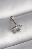 316L Çelik Gümüş Renk Zirkon Taşlı Yıldız Model Tragus Piercing - 1