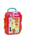 Barbie Kız Çocuk Oyuncak Mutfak Seti Tencere Tava Çatal Kaşık 15 Parça Çekçekli Tekerlekli Bavulum - 1