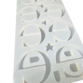 Epoksi Çoklu Silikon Kalıp Ters E Harfi Anahtarlık Reçine Seri Döküm Kalıbı 4 CM 10 Lu - 2
