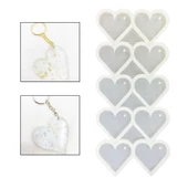 Epoksi Reçine Silikon Kalıp Çoklu Kalp Delikli Anahtarlık Kalıbı 5 CM 10 Lu thumbnail 1