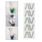 Epoksi Çoklu Silikon Kalıp V Harfi Anahtarlık Reçine Seri Döküm Kalıbı 4 CM 10 Lu thumbnail 1