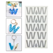 Epoksi Çoklu Silikon Kalıp W Harfi Anahtarlık Reçine Seri Döküm Kalıbı 4 CM 10 Lu - 1