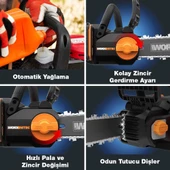 WORX WG350E 20Volt 4.0Ah Li-ion 30CM Profesyonel Şarjlı Kömürsüz Zincirli Testere - 12