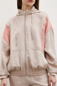Fermuarlı Garnili Sweatshirt Bej - 5