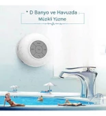 Su Geçirmez Şarjlı Mini Bluetooth Duş Hoparlörü Beyaz Renk - 3