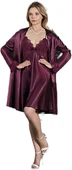 Nurteks Kadın Mor Dantel Detaylı Saten Gecelik Sabahlık 2 Li Takım 5324 - 1