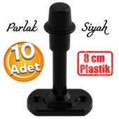 Plastik Kapı Pencere Arkası Parlak Siyah Tampon 8 CM Vidalı Duvar Koruyucu Silikon Stoper 10 Adet - 1