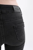 Kadın Çift Düğmeli Siyah Düz Jean Pantolon - 8