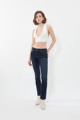 Kadın Likralı Lacivert Düz Jean Pantolon thumbnail 2